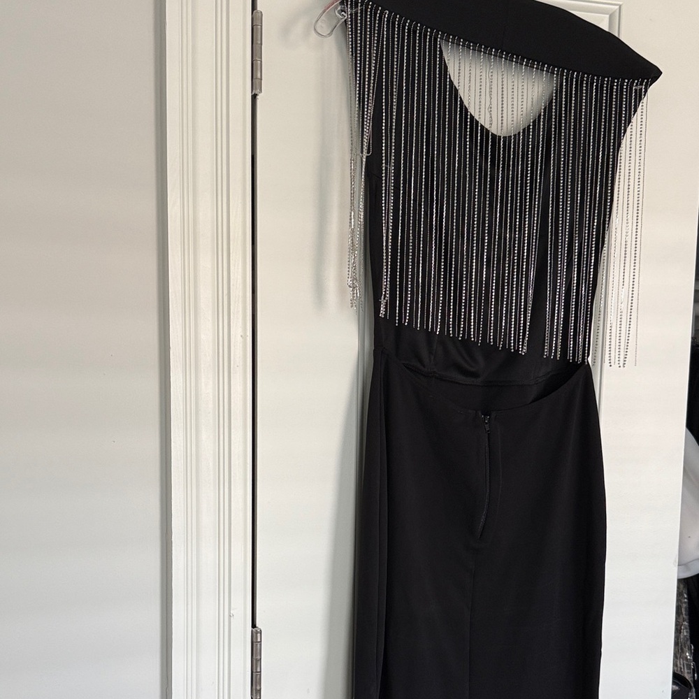 DC Elegant Black Dress with Silver Accents